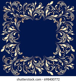 Decorative frame. Floral design elements for greeting cards, covers, paper, banners. Swirly corner pattern.