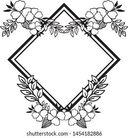 Decorative frame, floral design, template of cards. Vector