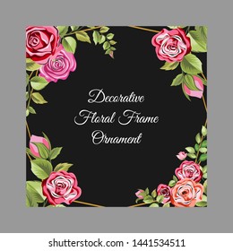 decorative frame with floral and leaves ornament
