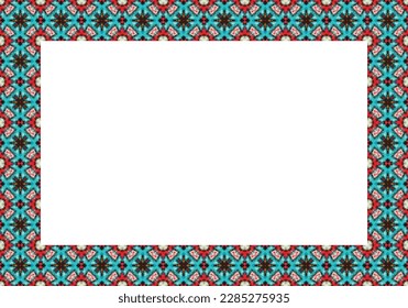 Marco decorativo con estampado floral. Elegante elemento para el diseño en estilo oriental, lugar para el texto. Borde floral. Ilustración para invitaciones y tarjetas de felicitación.