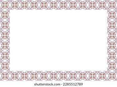 Dekorativer Rahmen mit Blumenmuster. Elegantes Element für Design im östlichen Stil, Platz für Text. Blumengrenze. Spitzentechnik für Einladungen und Grußkarten.