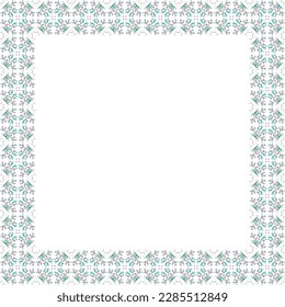 Marco decorativo con estampado floral. Elegante elemento para el diseño en estilo oriental, lugar para el texto. Borde floral. Ilustración para invitaciones y tarjetas de felicitación.