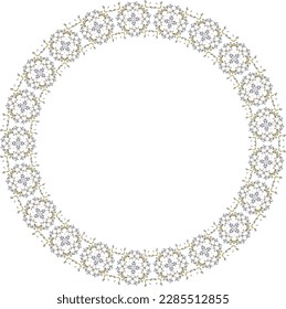 Marco decorativo con estampado floral. Elegante elemento para el diseño en estilo oriental, lugar para el texto. Borde floral. Ilustración para invitaciones y tarjetas de felicitación.