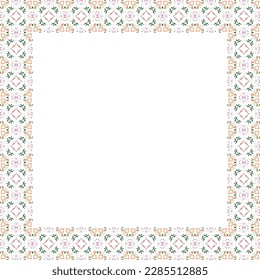 Marco decorativo con estampado floral. Elegante elemento para el diseño en estilo oriental, lugar para el texto. Borde floral. Ilustración para invitaciones y tarjetas de felicitación.