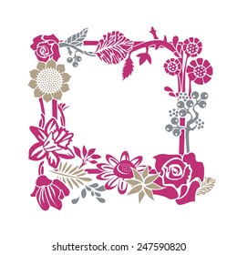 Decorative frame with floral and plant elements
