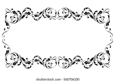 Decorative frame. Floral swirls and flowers.