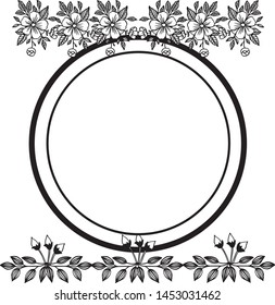 Decorative frame with floral, white background. Vector