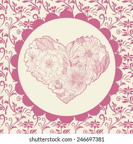 Decorative frame with the flower heart inside it