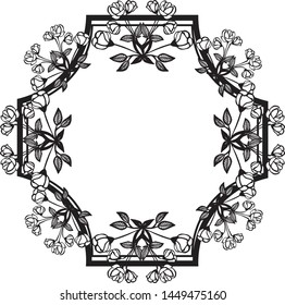 Decorative frame, flower isolated on a white, design card. Vector