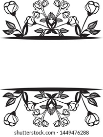 Decorative frame, flower isolated on a white, design card. Vector