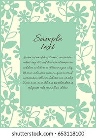 Decorative frame with flower ornament. Modern botanical design for wedding invitations, greeting cards, photo frames, paper, wood laser cutting. Vector illustration.