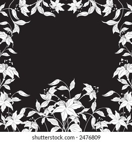 decorative frame with flowers around, vector illustration