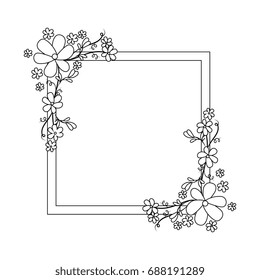 decorative frame with flowers icon
