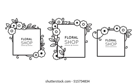 Decorative frame with flowers for labels and badges for beauty, health care, cosmetics and spa. Thin line style. Floral background for the text quotes.