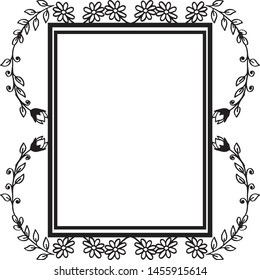 Decorative frame with flowers and leaf, design ornament cards. Vector