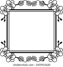 Decorative frame with flowers and leaf, design ornament cards. Vector