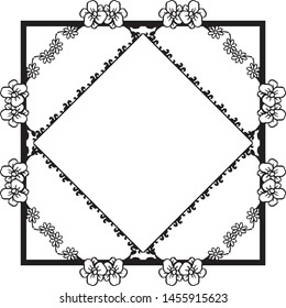 Decorative frame with flowers and leaf, design ornament cards. Vector