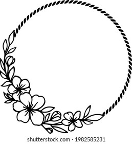 Decorative frame with flowers on white background. Vector