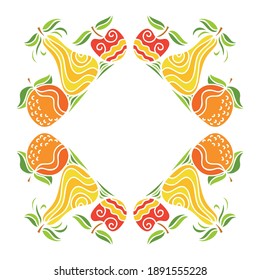 Decorative frame of fruits. Vector illustration