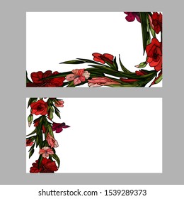 Decorative frame of gladiolus . Delicate greeting card, invitation for wedding and birthday. Place for your text. Copy space.
