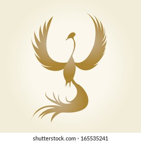 Decorative frame with gold curls in the form of a bird