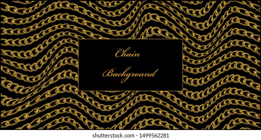 Decorative frame with golden chains on a black background. Elegant design for your inscription .Vector.