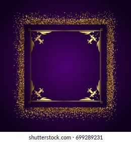 Decorative frame with golden glitter 