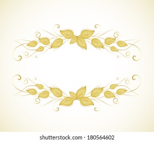 Decorative frame with golden leaves 
