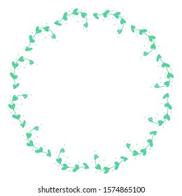 Decorative frame with green flowers in the shape of a heart. Polka dot plant. Design for Valentine s Day. Illustration for website design, magazine cover, scrapbooking, booklets. Space for text