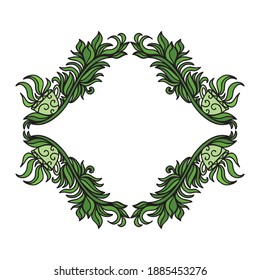 Decorative frame of green tea cup. Vector illustration