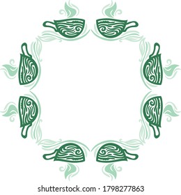Decorative frame of green tea cups. Vector illustration