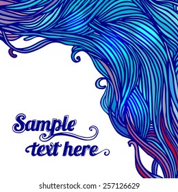 Decorative frame of hair or wave pattern. Abstract vector background.