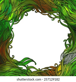 Decorative frame of hair or wave pattern. Abstract vector background.