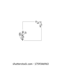 Marco decorativo con esquinas dibujadas a mano. Motivo de las flores. Vector.