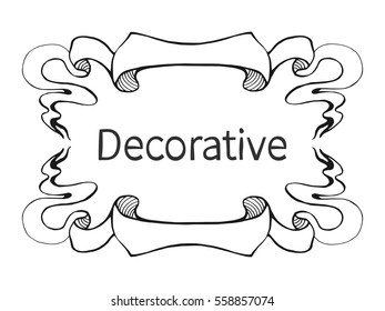Decorative frame. Hand-drawn banners ribbons. 