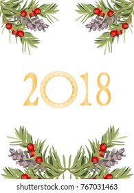 Decorative Frame. Happy New Year 2018.