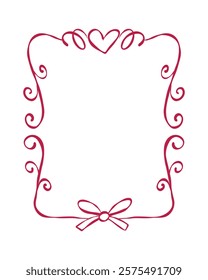 Decorative frame with heart and bow for invitations or announcements suitable for various occasions