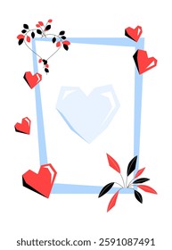 Decorative Frame With Hearts In Flat Vector Illustration Representing Love, Romance, And Special Memories, Isolated On White Background