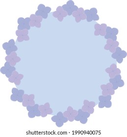 decorative frame of hydrangea flowers brush with hydrangeas