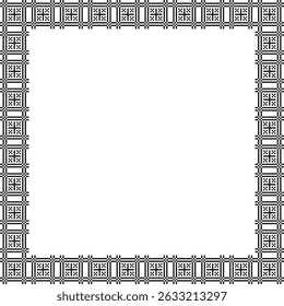 Ícone de moldura decorativa. Borda do vetor antigo. Contorno com padrão quadrado. Forma monocromática cinzenta.