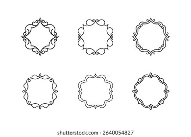 decorative frame icon line art vector illustration