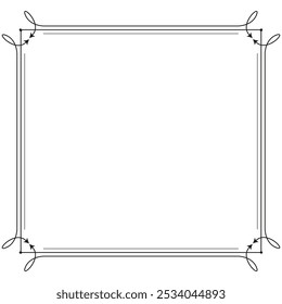 Decorative frame icon. Simple black outline. Elegant corner design. Vector shape.