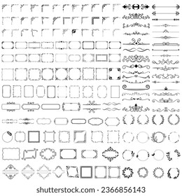 Dekorative Bildsymbolvektorgrafik. Sammlung von Grenzillustrationszeichen. Symbol oder Logo der Vintage-Ecke.