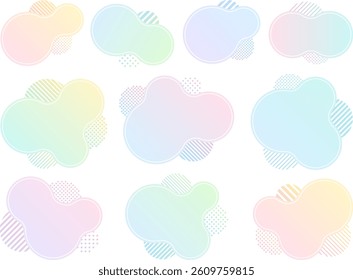 Decorative frame illustration set of colorful gradient color connected circles on circles with dots and stripes