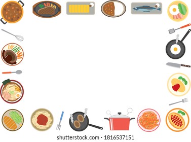 Decorative frame illustrations for various dishes
