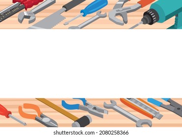 Decorative frame illustrations of various tools