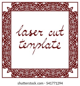 Decorative Frame. Lacy Laser Cut Template for Paper, Wood, Metal. Delicate Orient Fretwork. Arabesque Ornament