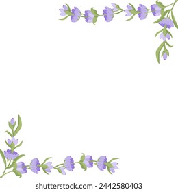 Decorative frame of lavender flowers for your design. Vector illustration on white background.