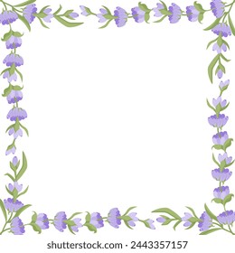 Decorative frame of lavender flowers for your design. Vector illustration on white background.