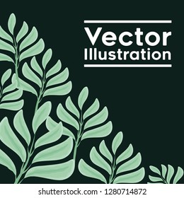 decorative frame with leafs plants pattern